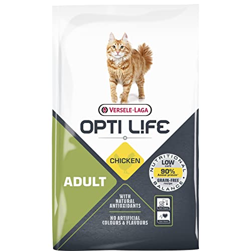 VERSELE LAGA - Trockenfutter Katzen Opti Life Adult - Futter für Erwachsene Katzen - Ohne Getreide - Mit Huhn - 7,5kg von Versele-Laga