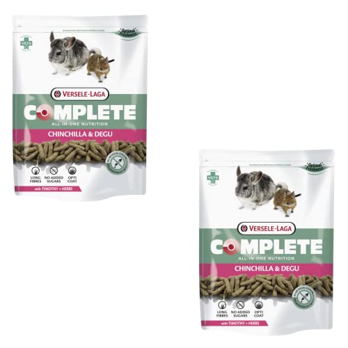 Versele-Laga Complete Chinchilla & Degu | Doppelpack | 2 x 500 g | Alleinfuttermittel für Chinchillas und Degus | Faserreiche All-in-one-Extrudate | Ohne Zuckerzusatz von Versele-Laga