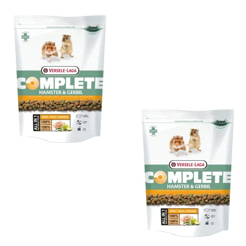 Versele-Laga Complete Hamster & Gerbil | Doppelpack | 2 x 500 g | Alleinfuttermittel für Hamster und Wüstenrennmäuse | Mit proteinreichen All-in-one-Pellets | Für mehr Energie von Versele-Laga
