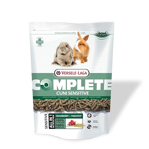 Versele-Laga Complete Cuni Sensitive | 500 g | Alleinfuttermittel für Kaninchen | Unterstützend bei Haarballen und Übergewicht | All-in-one Pellets | Von Tierärzten entwickelt von Versele-Laga