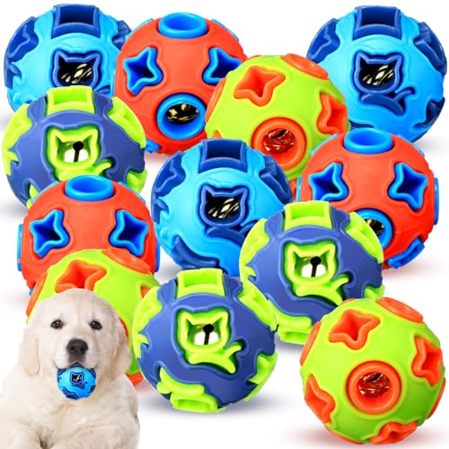 Vertintong Hundebälle mit Glocke innen, 5,1 cm, Gummi, quietschender Apportierball für blinde Hunde, kleine stachelige Hundespielzeuge, Bälle, interaktives Kauspielzeug für Haustiere, mit Löchern, für von Vertintong