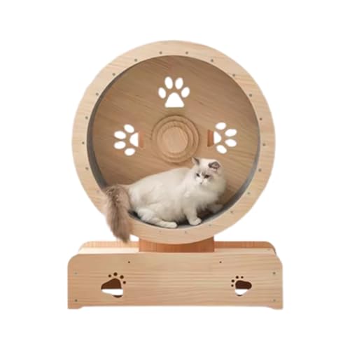 Katzenlaufrad Massivholz-Katzenrad, Katzenlaufband Mit Katzentunnel, Leises Katzen-Fitness-Laufrad Für Alle Katzen, Zwei Größen Ohne Installation (Size : Diameter 75cm) von VesFy