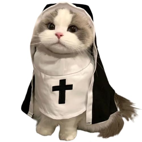 Vesidoloy Haustierkostüme für Katzen,Nonnenkostüm für Hunde - Halloween Cosplay Nonnenkostüm Lustiges Hundekostüm,Niedliches Schwester-Gewohnheits-Haustierkostüm, verkleidendes Haustiertuch für von Vesidoloy