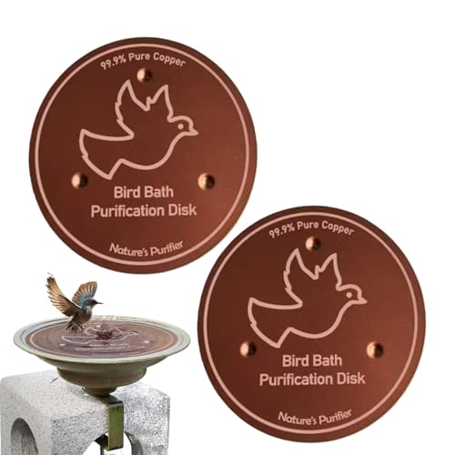 Vesidoloy Kupfer Vogelbad Scheibe 2 Stück | Kupfer Vogelbad Reiniger - Auflage Platte Für Außen Garten Vogeltränke Vogelbrunnen von Vesidoloy
