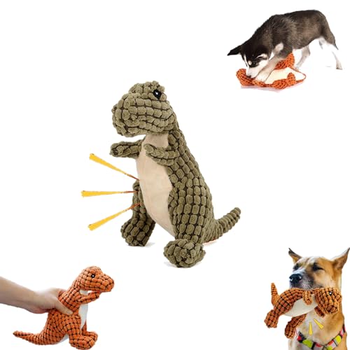 VessEn Neue Unzerstörbare Robuste Dino,hundespielzeug Unzerstörbar Dino,interaktives Hundespielzeug Plüsch,Hundespielzeug Quietschend,Langlebiges Plüsch-Kauspielzeug Für Große Welpen Und Kleine von VessEn