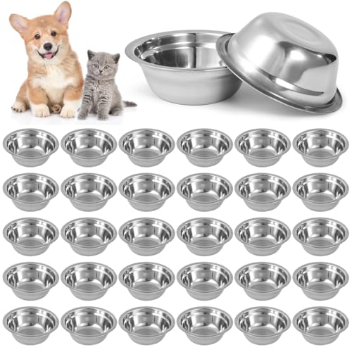 Futternäpfe aus Edelstahl, für kleine Katzen und Hunde, für Futter und Wasser, 5,3 x 4,6 cm, stapelbar und spülmaschinenfest, 30 Stück von Vestamore