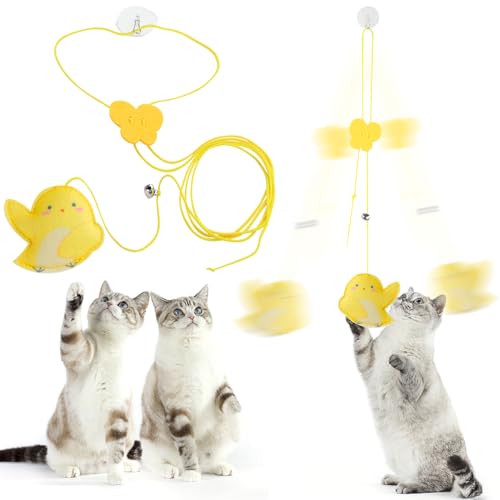 Katzenspielzeug zum Aufhängen, Filz und elastisches Seil, interaktives Kätzchenspielzeug mit Katzenminze und Klebehaken von Vestamore