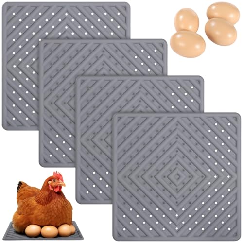 Nistmatten für Hühner, 4 weiche Silikon-Pads mit 4 Holzeiern, wiederverwendbar, 30,5 x 30,5 cm, waschbare Nistkasten-Einsätze Nistmatten für Hühner, 4 weiche Silikon-Pads mit 4 Holzeiern, wiederverwendbar, 30,5 x 30,5 cm, waschbare Nistkasten-Einsätze von Vestamore