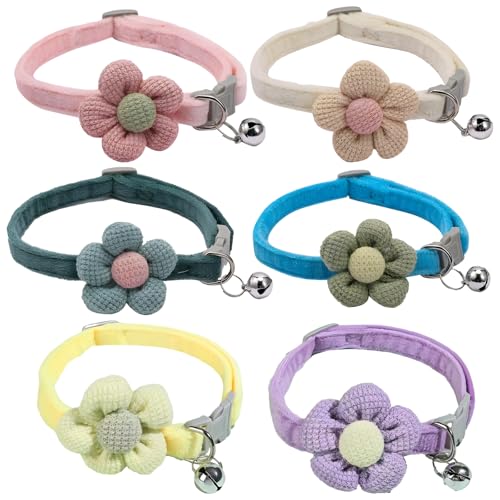 Vestamore Entzückende Katzen- und Hundehalsbänder mit floralen Akzenten, weich, verstellbar, Mohair, 15,2 cm, Grün, Blau, Gelb, Glocken im Lieferumfang enthalten Vestamore Entzückende Katzen- und Hundehalsbänder mit floralen Akzenten, weich, verstellbar, Mohair, 15,2 cm, Grün, Blau, Gelb, Glocken im Lieferumfang enthalten von Vestamore