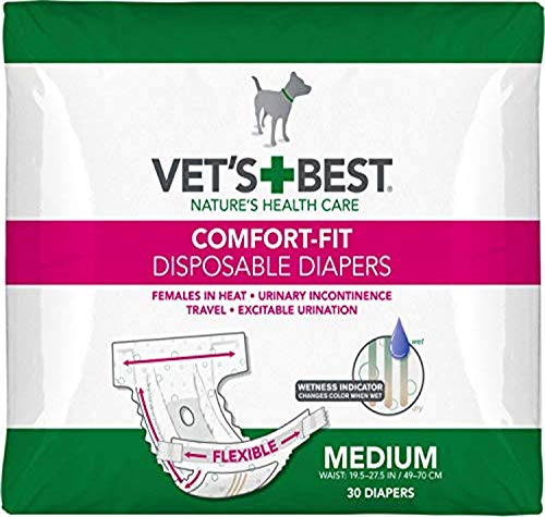 Vet's Best Comfort Fit Dog Diapers | Disposable Female Dog Diapers | Absorbent with Leak Proof Fit | Medium, 30 Count von Vet's Best