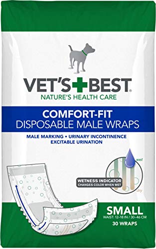 Vet's Best Comfort Fit Einweg-Windeln für männliche Hunde, saugfähig, auslaufsicher, Größe S, 30 Stück von Vet's Best