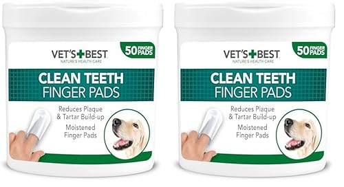 Vet's Best Hunde Zahnreinigungstücher 50 Stück, Weiß (Packung mit 2) von Vet's Best