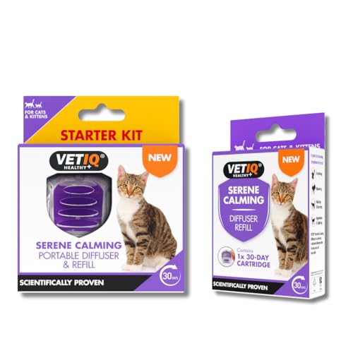 VETIQ Serene Calming Tragbares Pheromon-Diffusor-Kit für Katzen, Keine Stecker erforderlich, 65 m² Abdeckung, inklusive 2 Nachfüllpackungen VETIQ Serene Calming Tragbares Pheromon-Diffusor-Kit für Katzen, Keine Stecker erforderlich, 65 m² Abdeckung, inklusive 2 Nachfüllpackungen von VetIQ