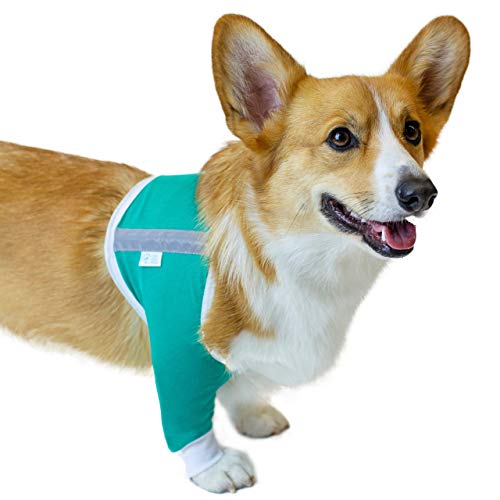 VetMedWear Schulterschutzhülle für Hunde - E-Collar Alternative - nach Operationen Tragen - für heiße Stellen, Wunden, Bandagen und andere Hautbedingungen (XS - Kurzarm, Blaugrün) von VetMedWear