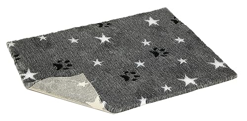 Vetbed NSGBPWS4030 rutschfest, Grau mit schwarzen Pfoten und weißen Sternen, 101 x 76 x 3 cm Vetbed NSGBPWS4030 rutschfest, Grau mit schwarzen Pfoten und weißen Sternen, 101 x 76 x 3 cm von Vetbed