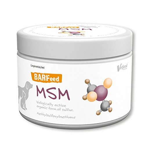 Vetfood BARFeed MSM | Schwefelquelle | Unterstützt bei der Entspannung der Muskulatur | Barf für Katzen & Hunde | Rohfütterung | 150 g von Vetfood