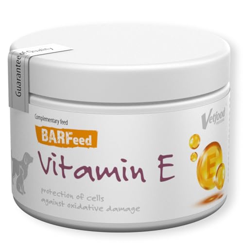 Vetfood BARFeed VIT E 30g, Starkes Antioxidans und Unterstützung für die Gesundheit von Tieren, unterstützt die korrekte Funktion des Sehvermögens Vetfood BARFeed VIT E 30g, Starkes Antioxidans und Unterstützung für die Gesundheit von Tieren, unterstützt die korrekte Funktion des Sehvermögens von Vetfood