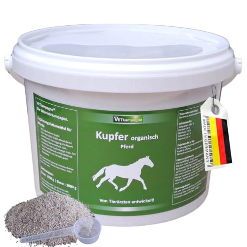 VETkampagne Kupfer organisch Pulver 3000 g | Sonderpreis MHD 08/25 Pferd Hufe, Fell, Haut, Fruchtbarkeit und Blutbildung von Vetkampagne