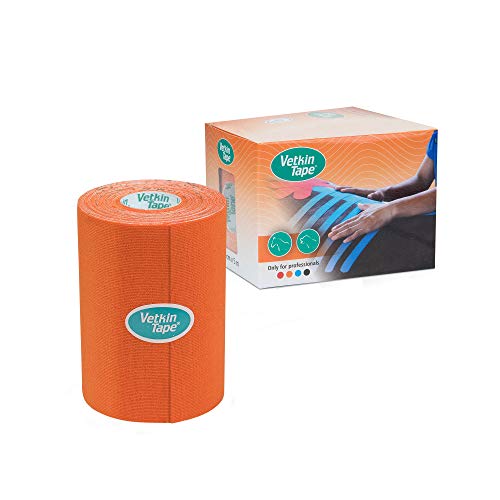 VetkinTape® Kinesiologie Tape für Tiere - (10cm*5m) | 1 Rolle Kinesiotape für Pferde und Hunde | Latexfrei und TÜV-zertifiziertes Kinesiotapes | 25%+ stärkere Acryl-Klebeschicht (Blau) (Orange) von VetkinTape
