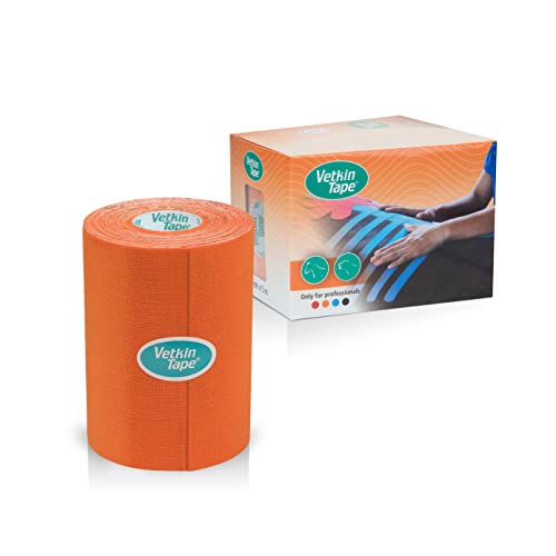 VetkinTape® Kinesiologie Tape für Tiere - (10cm*5m) | 1 Rolle Kinesiotape für Pferde und Hunde | Latexfrei und TÜV-zertifiziertes Kinesiotapes | 25%+ stärkere Acryl-Klebeschicht (Blau) (Orange) von VetkinTape