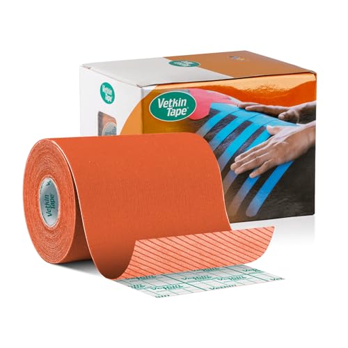VETKIN VetkinTape® Kinesiologie Tape für Tiere - (10cm*5m) | 1 Rolle Kinesiotape für Pferde und Hunde | Latexfrei | 25%+ stärkere Acryl-Klebeschicht (Orange) von VETKIN