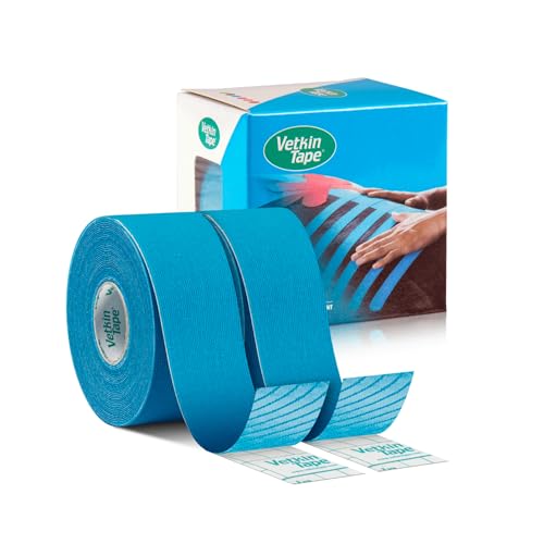 VetkinTape® Kinesiologie Tape für Tiere - (3cm*5m) | Kinesiotape für Pferde und Hunde | Latexfrei und TÜV-zertifiziertes Kinesiotapes | 25%+ stärkere Acryl-Klebeschicht (Blau) von VetkinTape