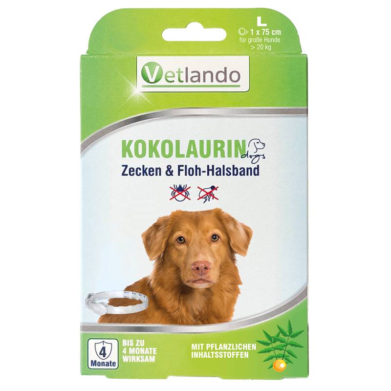 Vetlando Kokolaurin Zecken- & Floh-Halsband Hunde - Größe L: 75 cm, für Hunde > 20 kg von Vetlando