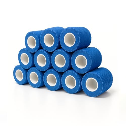 Vetmarkt24 - Selbstklebender Verband für Tiere (12 Stück - 5 cm breit und 450 cm lang) - einzeln verpackt (Blau) von Vetmarkt24