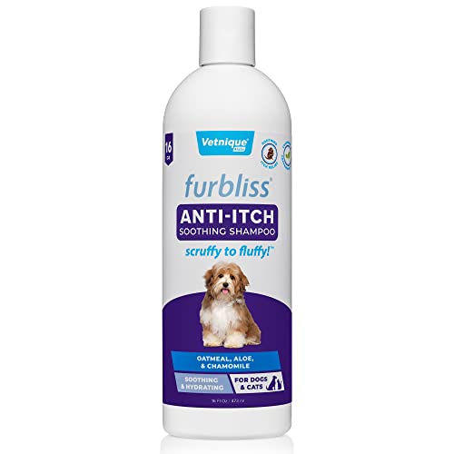 Furbliss Anti-Juckreiz-Hundeshampoo für juckende Haut mit beruhigender Kamille und kühlender Pfefferminze, Haferflocken-Shampoo für Hunde mit natürlichen Inhaltsstoffen von Vetnique Labs