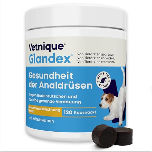 Vetnique für Hunde - 120 Kausnacks für die Analdrüsen Hund - Von Tierärzten der Analdrüsen & Einer gesunden Verdauung - Mit Omega-3-Fettsäuren, Kürbiskern und Ballaststoffen - Analdrüsenkur für Hunde von Vetnique