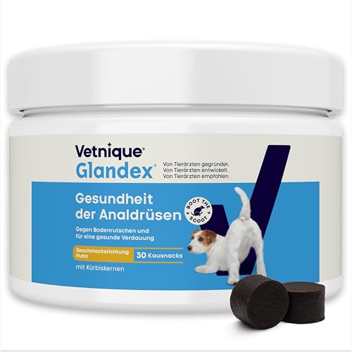 Vetnique für Hunde - 30 Kausnacks für die Analdrüsen Hund - Von Tierärzten der Analdrüsen und einer gesunden Verdauung - Mit Omega-3-Fettsäuren, Kürbiskern und Ballaststoffen - Analdrüsenkur für Hunde von Vetnique