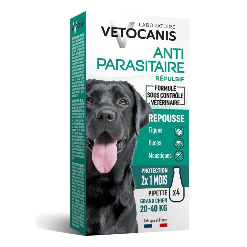 Vetocanis Repellent Floh- und Zeckenschutz Spot-On Hund L (20 - 40 kg) - 4 Pipetten x 1,2 ml von Vetocanis