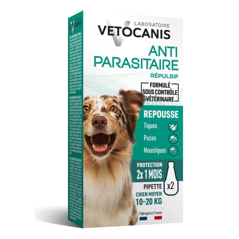 Vetocanis Repellent Floh- und Zeckenschutz Spot-On Hund M (10 - 20 kg) - 2 Pipetten x 3 ml von Vetocanis