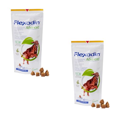 Flexadin Advanced für Hunde | Doppelpack | 2 x 60 Chews | Ergänzungsfuttermittel zur Unterstützung der Gelenkgesundheit | Mit immunaktivem Kollagen, Omega-3 & Vitamin E von Vetoquinol