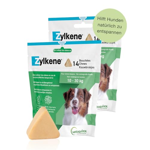 Vetoquinol Zylkene Chews 225 mg | Doppelpack | 2 x 14 Chews | Ergänzungsfuttermittel für Hunde und Katzen | mehr Wohlbefinden in ungewohnten Situationen von Vetoquinol