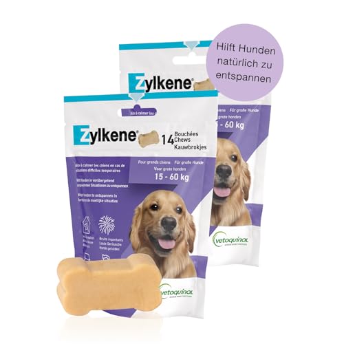 Vetoquinol Zylkene Chews 450 mg | Doppelpack | 2 x 14 Chews | Ergänzungsfuttermittel für Hunde | Kann dabei helfen Hunde in ungewohnten Situationen zu unterstützen von Vetoquinol