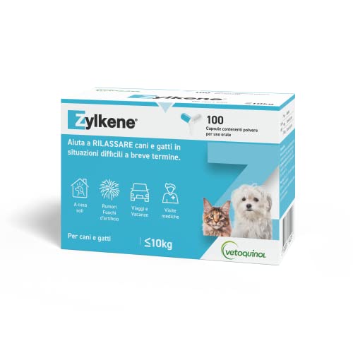 Zylkene Ergänzungsfuttermittel | Katzen und Hunde bis 10 kg | Entspannend bei Beschwerden | 100 Kapseln 75mg von Vetoquinol