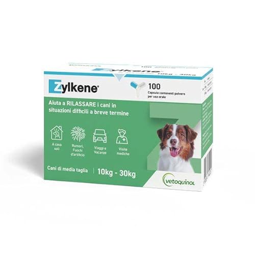 Zylkene Ergänzungsfuttermittel | Hunde 10-30 kg | Entspannend bei Beschwerden | 100 Kapseln 225mg von Vetoquinol