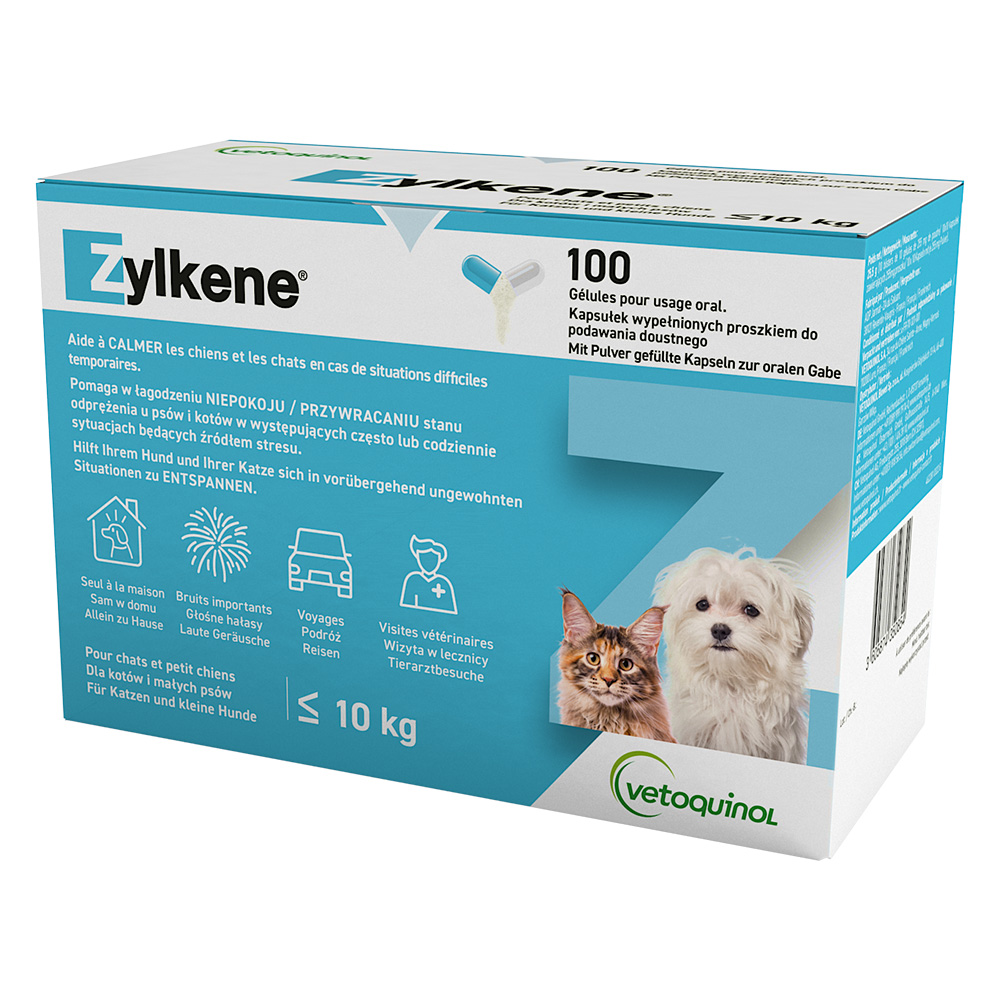 Zylkene Kapseln 75 mg Hund/Katze < 10 kg - Sparpaket: 2 x 100 Tabletten von Vetoquinol