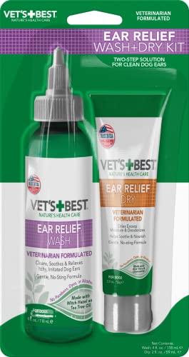 Vet's Best Dog Ear Cleaner Kit, Multi-Symptom Ear Relief Wash & Dry Treatment, alkoholfrei von Vet's Best