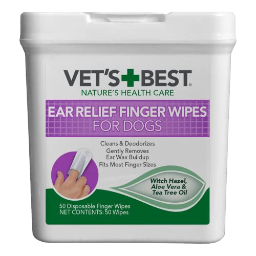 Vet's Best Fingerreinigungstücher zur Ohrenreinigung, für Hunde, beruhigt und desodoriert, 50 Einwegtücher von Vet's Best