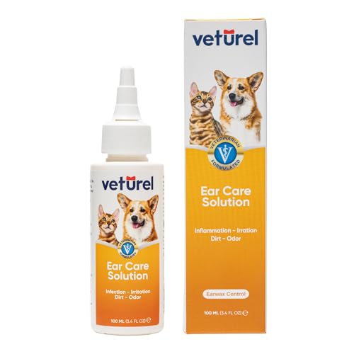 Veturel Ohrpflegelösung für Katzen und Hunde | 100 ml Ohrreinigung, Pflege und Juckreizlinderung | Spray zur Entfernung von Ohrenschmutz Veturel Ohrpflegelösung für Katzen und Hunde | 100 ml Ohrreinigung, Pflege und Juckreizlinderung | Spray zur Entfernung von Ohrenschmutz von Veturel