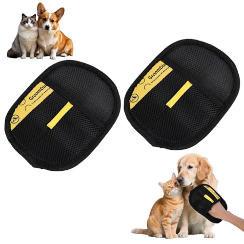Vexilon 2 Stück Tierhaarentfernungshandschuh, Tierhaarentferner, Katzenpflege-Handschuh, wiederverwendbar, doppelseitig, statische Hundewaschhandschuhe zum Waschen, Enthaaren, Reinigen von Kleidung von Vexilon