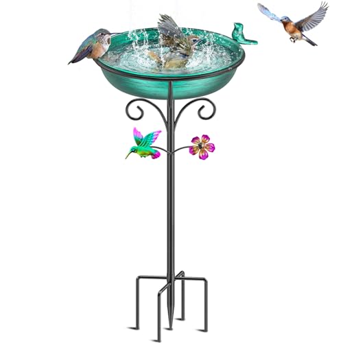 VeyFolzin.st Vogeltränke Vogelbad Futter Schale Wasserstelle Stehend, Vogelbad Garten für Wildvögel Wassertränke für Vögel, Vogeltränke Groß Frostsicher Winterfest Vogeltränke (Altgrün) von VeyFolzin.st