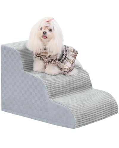 Hundetreppe Rampe für Couch, 39,9 cm H, 3-stufige Haustiertreppe für kleine Hunde mit hochdichtem Schaumstoff, Hundetreppe mit strapazierfähiger, rutschfester Unterseite, für Welpen, Grau Hundetreppe Rampe für Couch, 39,9 cm H, 3-stufige Haustiertreppe für kleine Hunde mit hochdichtem Schaumstoff, Hundetreppe mit strapazierfähiger, rutschfester Unterseite, für Welpen, Grau von Vfrog