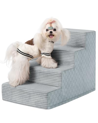 Vfrog Hundetreppe für kleine Hunde, 44,5 cm hoch, 4-stufige Hundetreppe für Bett und Couch mit hochdichtem Schaumstoff, rutschfeste Haustiertreppe für Hund und Katze, Haustiertreppe mit waschbarem Vfrog Hundetreppe für kleine Hunde, 44,5 cm hoch, 4-stufige Hundetreppe für Bett und Couch mit hochdichtem Schaumstoff, rutschfeste Haustiertreppe für Hund und Katze, Haustiertreppe mit waschbarem von Vfrog