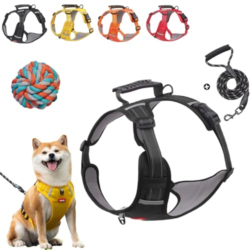 Chewie Cozy Harness, Adjustable No Pull Getchewie Dog Harness, Anti-Breakaway Pet Chest with Leash Set, Breathable & Comfortable Dog Vest Reflective at Night for Small Medium Large Dogs (Black, XS) von Vgpbphj