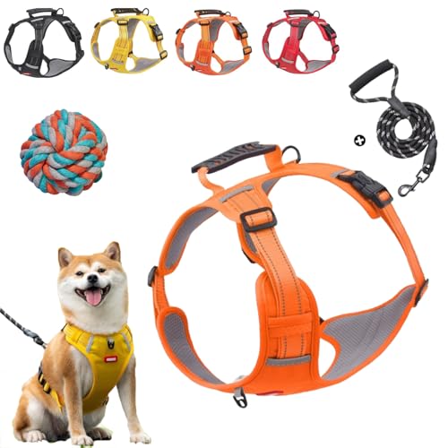 Chewie Cozy Harness, Adjustable No Pull Getchewie Dog Harness, Anti-Breakaway Pet Chest with Leash Set, Breathable & Comfortable Dog Vest Reflective at Night for Small Medium Large Dogs (Orange, XL) von Vgpbphj