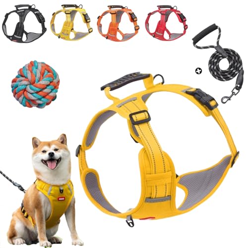 Chewie Cozy Harness, Adjustable No Pull Getchewie Dog Harness, Anti-Breakaway Pet Chest with Leash Set, Breathable & Comfortable Dog Vest Reflective at Night for Small Medium Large Dogs (Yellow, XS) von Vgpbphj