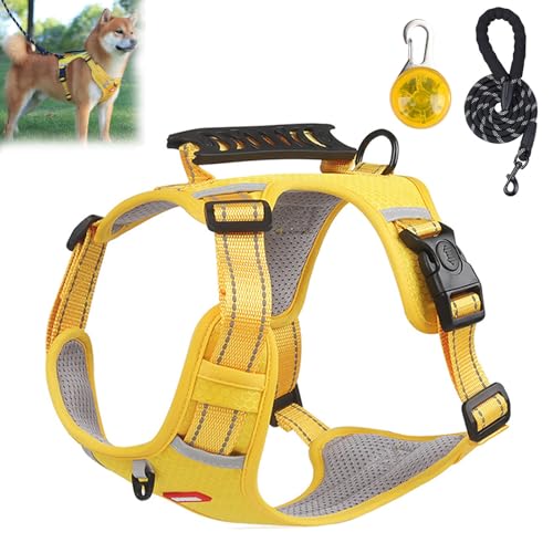 Chewie Cozy Hundegeschirr, verstellbar, Chewie No Pull Hundegeschirr mit Leine, reflektierend, bequem, Haustierbrust für kleine, mittelgroße und große Hunde (Gelb, XS) von Vgpbphj